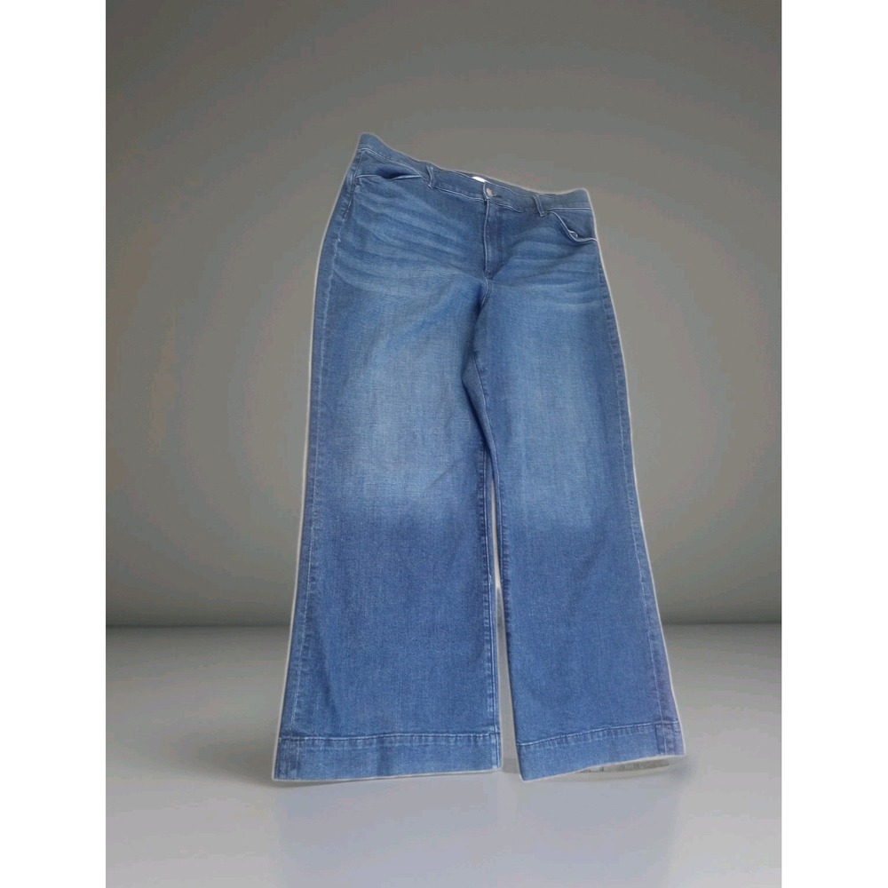 Ann Taylor High Rise Trouser Vintage Medium Wash Wide Leg Denim Stretch Jeans 18